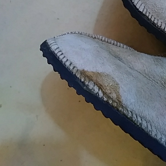 Tan suede slippers with fur lining-sz 10 - Picture 4 of 6